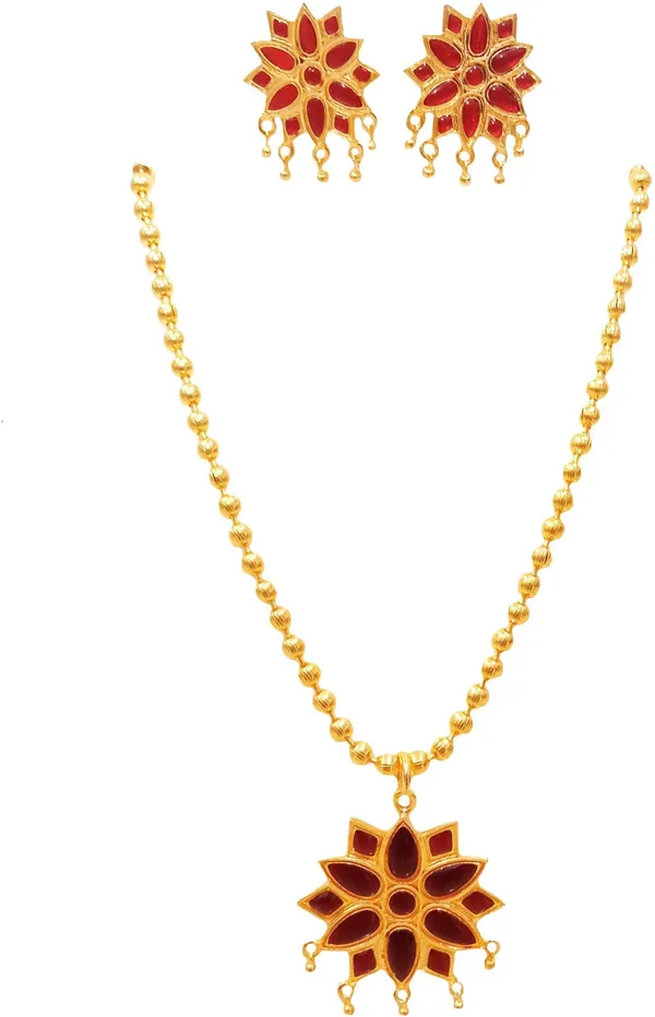 Assamese_Red_Meenakari_Star_Jewellery_Set_For_Women_&_Girl